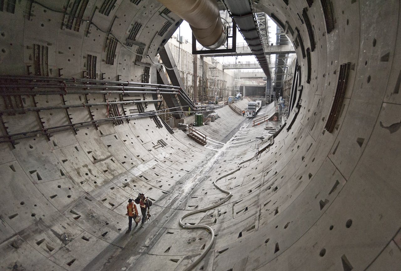 Vertraging bij een tunnelproject in Seattle, in 2013.