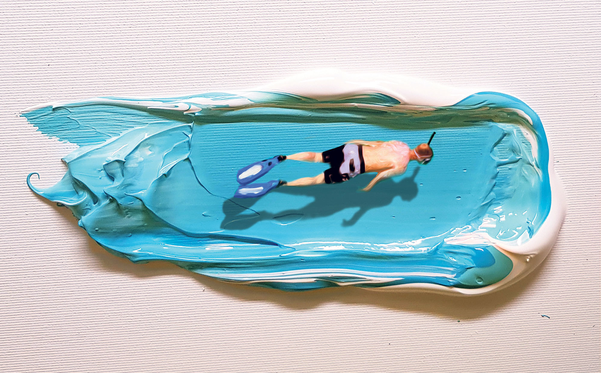 Zwemmen in een dikke klodder verf