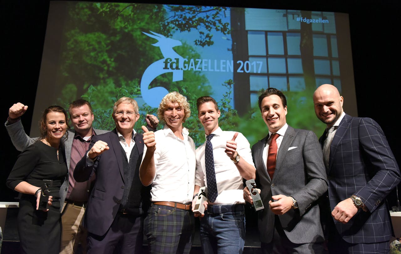 Alle winnaars van de Gouden Gazellen in de regio Noord: Herbo GroenLeven, MF Horeca en Nova Incasso.