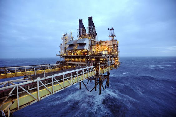 Een boorplatform van BP op de Noordzee.