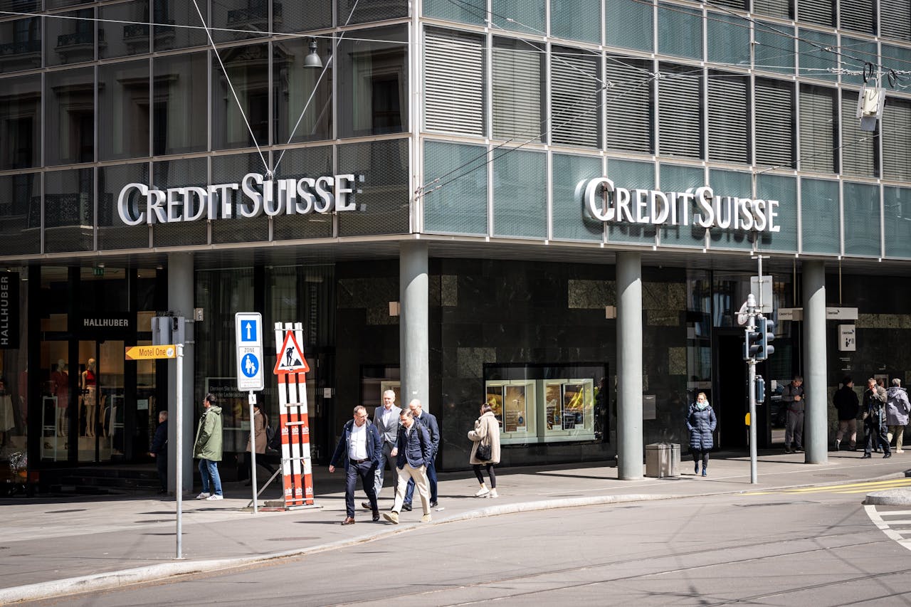 Een filiaal van het Zwitserse Credit Suisse in Bazel.