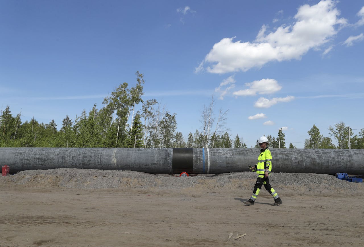 Werkzaamheden aan de Nord Stream 2 pijplijn in Kingisepp.