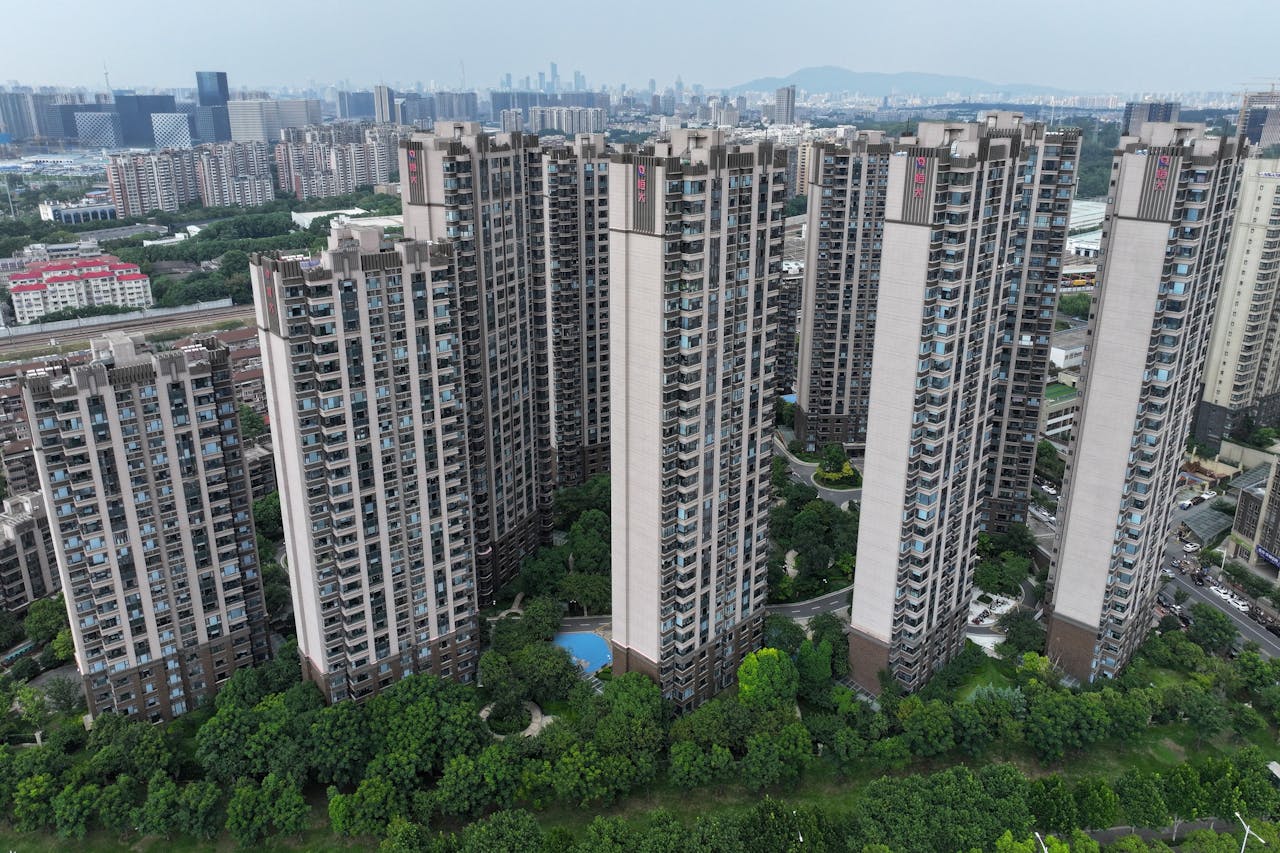 Door Evergrande ontwikkelde appartementencomplexen in Nanjing.