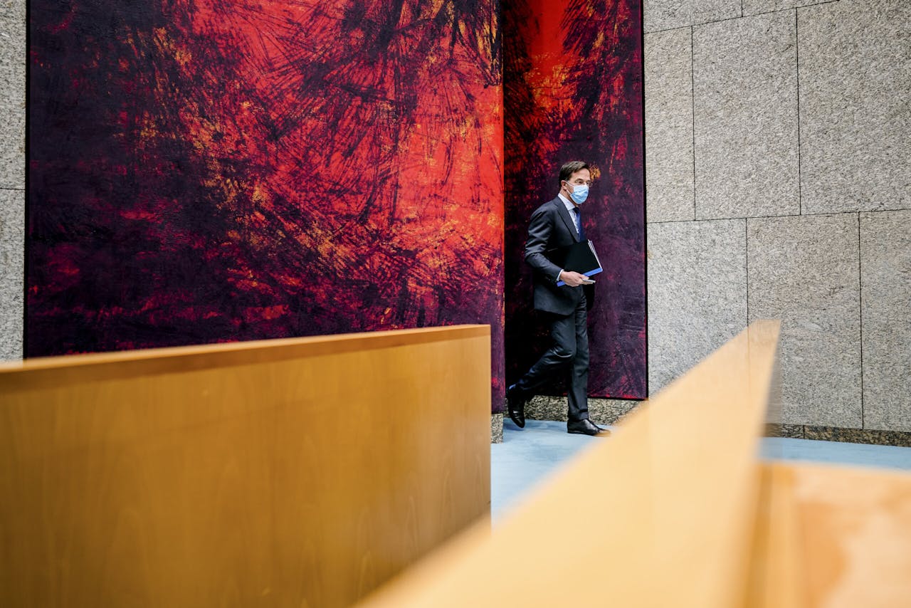 Mark Rutte in de Tweede Kamer. Hij is deze maand tien jaar minister-president.