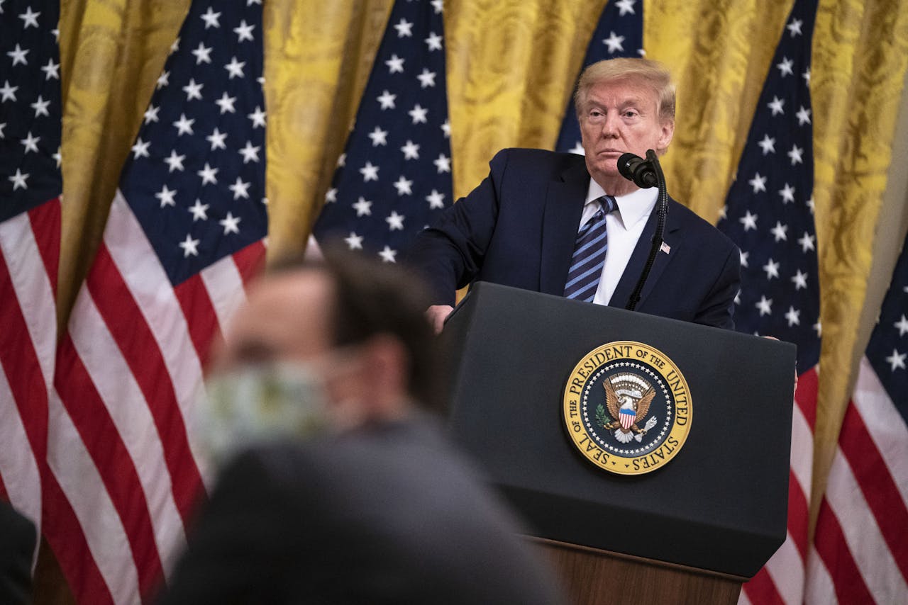 De Amerikaanse president Donald Trump afgelopen donderdag in het Witte Huis in Washington.