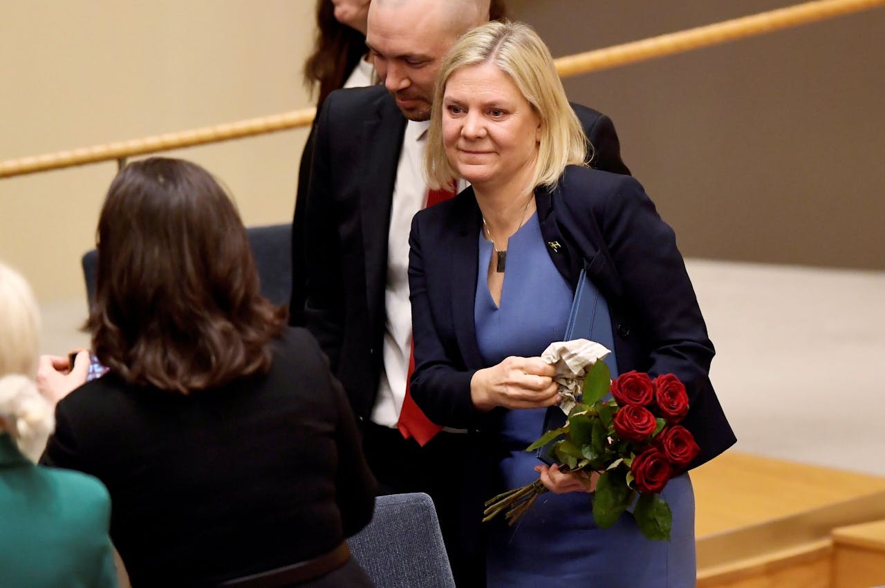 Magdalena Andersson, woensdag na haar benoeming tot premier van Zweden.